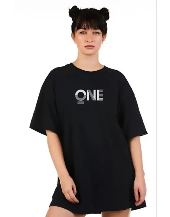 Omarı Doğada Özgür Unisex Baskılı Oversize T-Shirt - Siyah