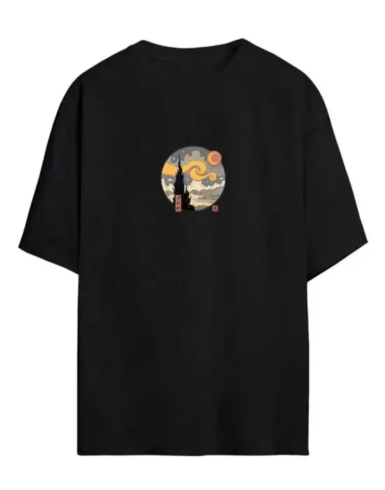 Omarı Siyah Oversize Baskılı Unisex T-Shirt