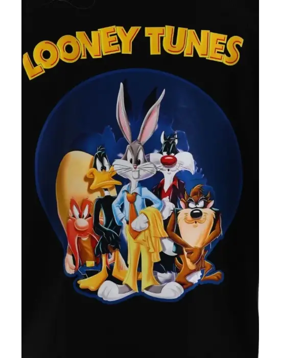 Unisex Baskılı Oversize T-Shirt - Siyah