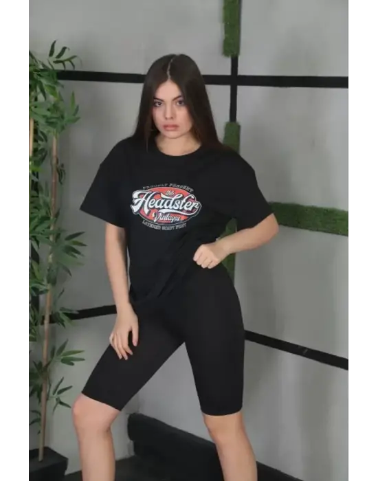 Omarı Siyah Oversize Baskılı Unisex T-Shirt