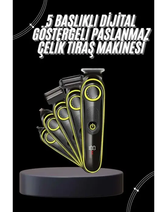 Unısex Çok Fonksiyonlu Bakım Seti Led Göstergeli Tıraş Makinesi Saç Sakal Vücut