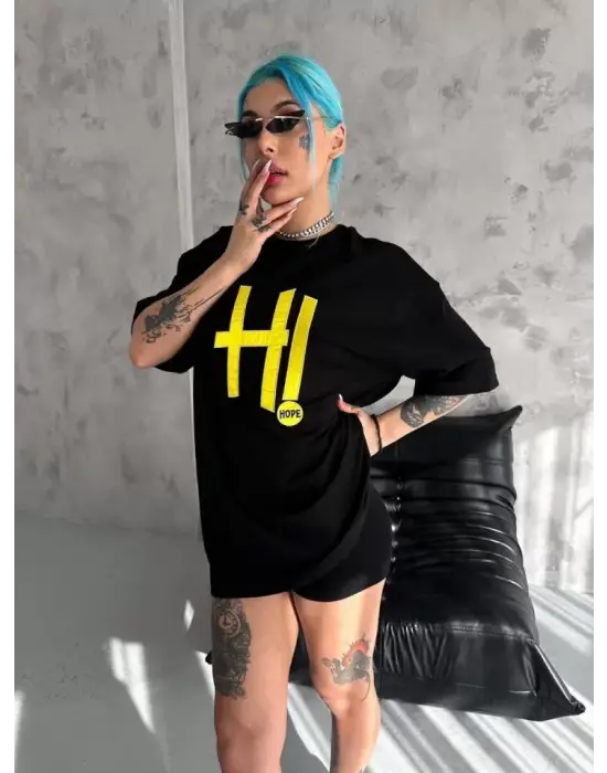 Omarı Nakış İşlemeli Unisex T-Shirt - Siyah