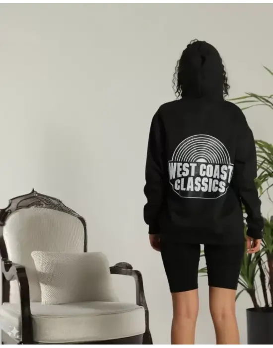 Siyah Oversize Kapüşonlu Sweatshirt