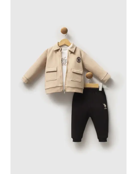 U.S. Polo Assn 3lü Takım USB2549 Bej