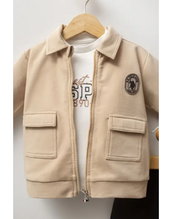 U.S. Polo Assn 3lü Takım USB2549 Bej