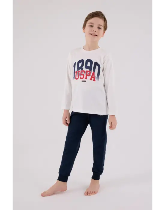 U.S. Polo Assn Uzun Kol Pijama Takım US2203-4 Beyaz