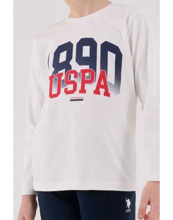 U.S. Polo Assn Uzun Kol Pijama Takım US2203-4 Beyaz