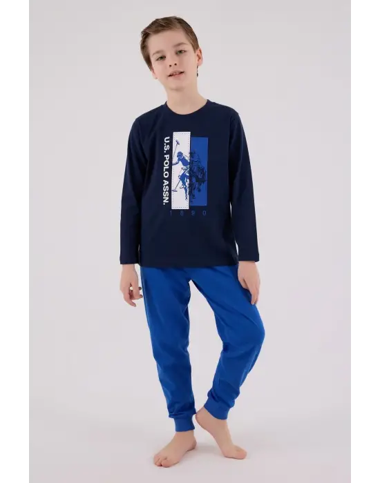 U.S. Polo Assn  Uzun Kol Pijama Takım US2206-4 Lacivert