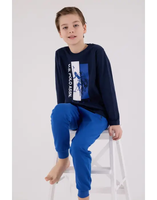 U.S. Polo Assn  Uzun Kol Pijama Takım US2206-4 Lacivert