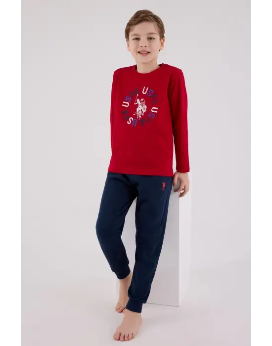 U.S. Polo Assn Uzun Kol Pijama Takım US2214-4 Kırmızı