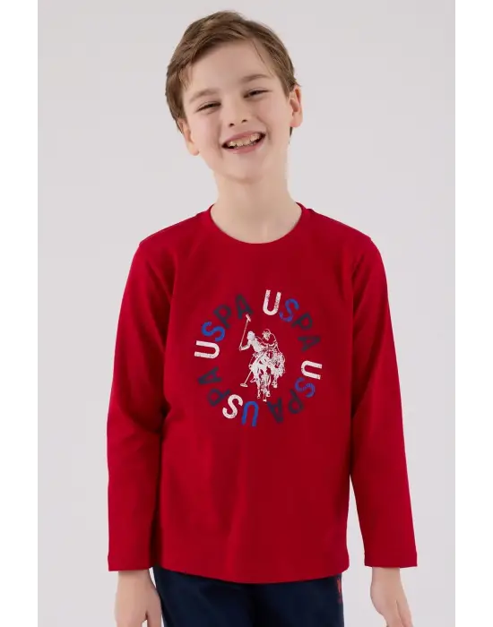 U.S. Polo Assn Uzun Kol Pijama Takım US2214-4 Kırmızı