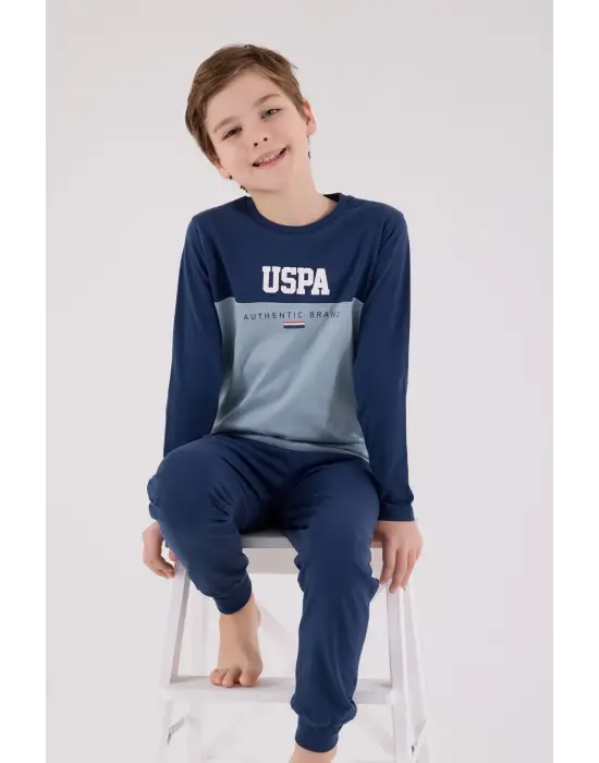 U.S. Polo Assn Uzun Kol Pijama Takım US2220-4 Koyu İndigo