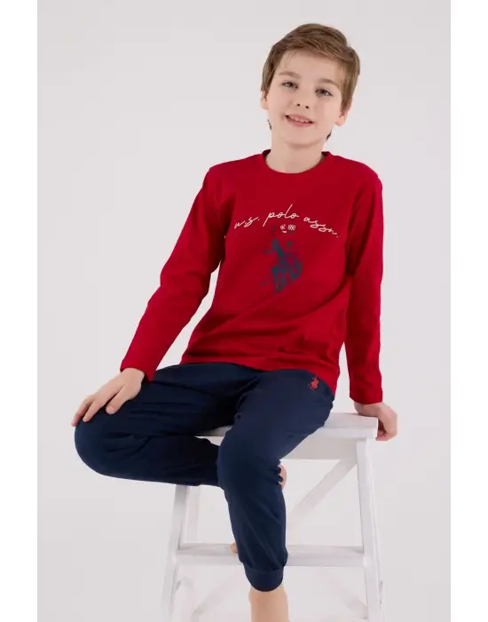 U.S. Polo Assn Uzun Kol Pijama Takım US2233-4 Kırmızı