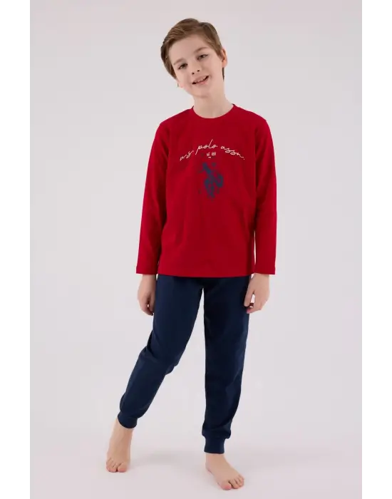 U.S. Polo Assn Uzun Kol Pijama Takım US2233-4 Kırmızı
