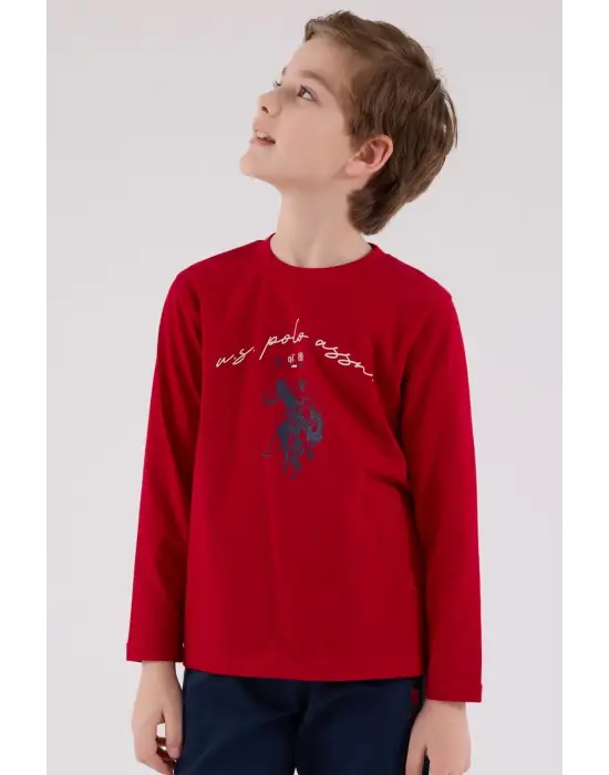 U.S. Polo Assn Uzun Kol Pijama Takım US2233-4 Kırmızı