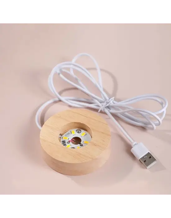 Usb&039li Ahşap Altlıklı Kalp Tasarımlı Cam Küre