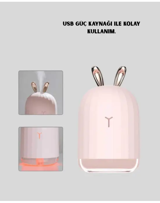 Usb Bağlantılı Sessiz Çalışan Led Işıklı Nemlendirici Difüzör 200 Ml