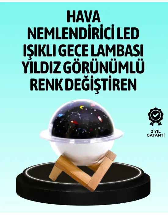 Usb İle Çalışan Projektörlü Aromaterapi Nemlendirici Masaüstü Kullanım İçin Uygun