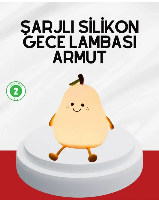 Usb Şarjlı Armut Gece Lambası Dokunmatik Renk Değişimli