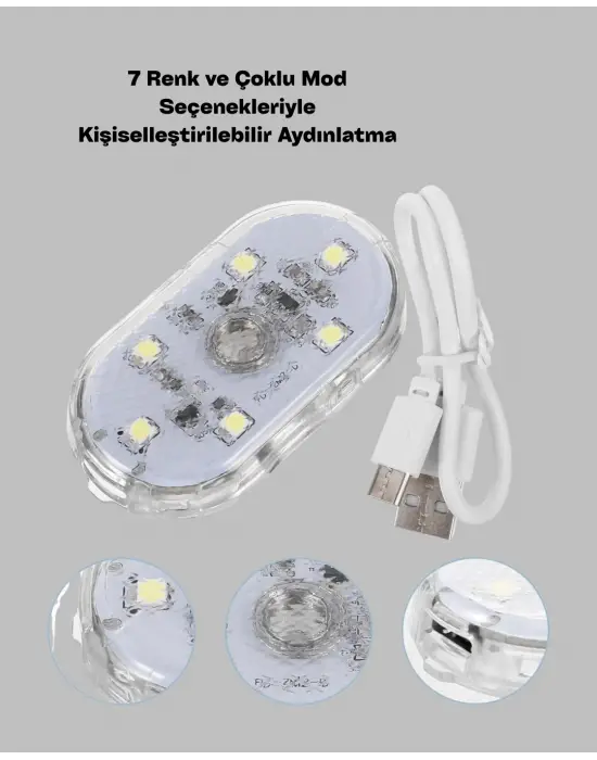 Usb Şarjlı Kablosuz Manyetik Montajlı Mini Led Işık