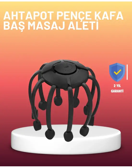 Usb Şarjlı Kafa Masaj Aleti 3 Modlu 8 Başlıklı Stres Giderici