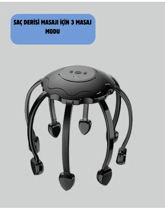 Usb Şarjlı Kafa Masaj Aleti 3 Modlu 8 Başlıklı Stres Giderici