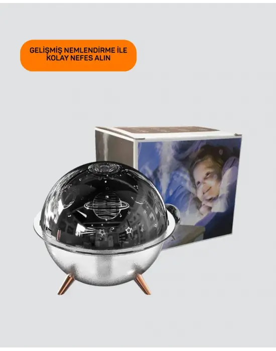 Usb Şarjlı Uzay Temalı Işık Projektörü Hava Nemlendirici