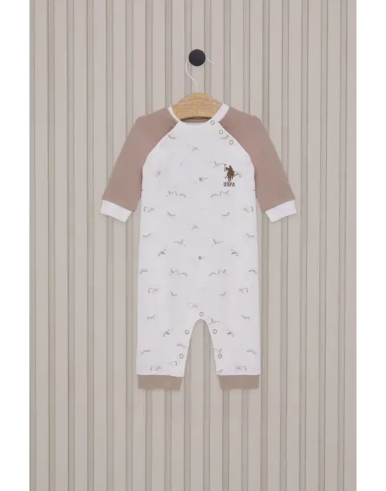 Omarı Erkek Bebek Uzun Kol Tulum Krem