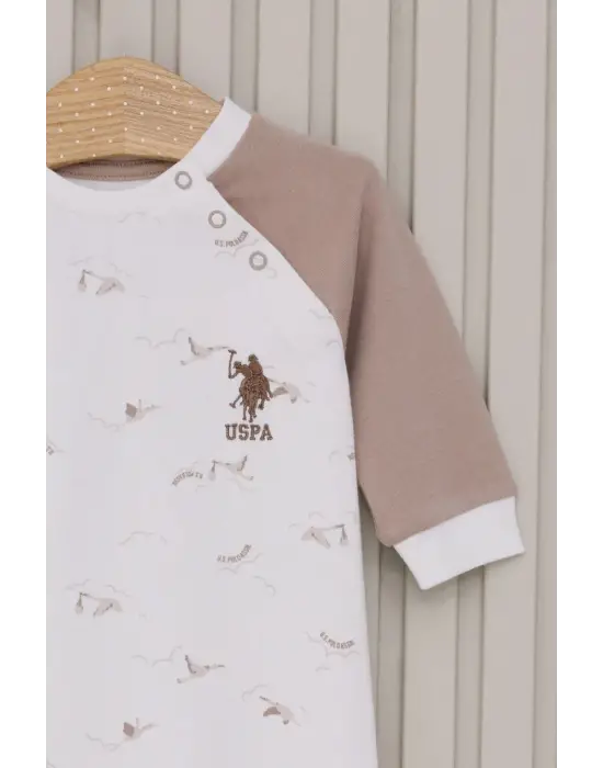 Omarı Erkek Bebek Uzun Kol Tulum Krem