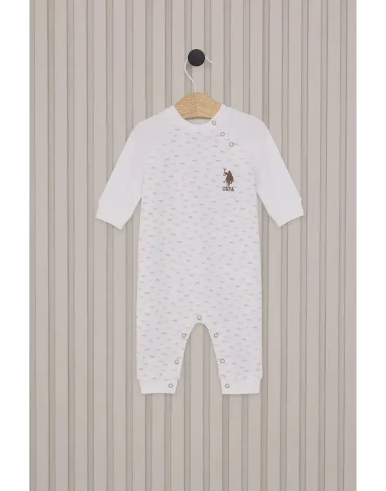 Omarı Erkek Bebek Uzun Kol Patiksiz Tulum Krem Renkli