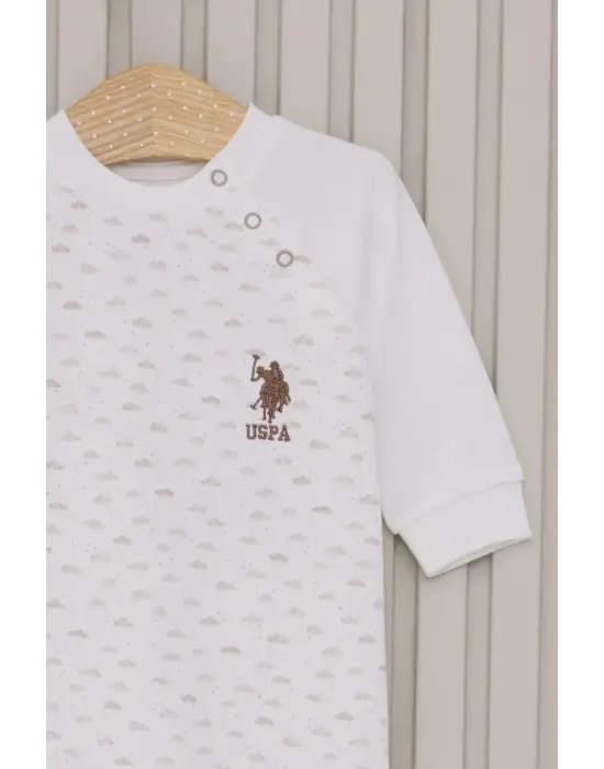 Omarı Erkek Bebek Uzun Kol Patiksiz Tulum Krem Renkli