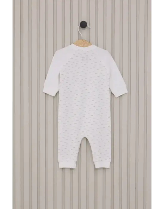 Omarı Erkek Bebek Uzun Kol Patiksiz Tulum Krem Renkli