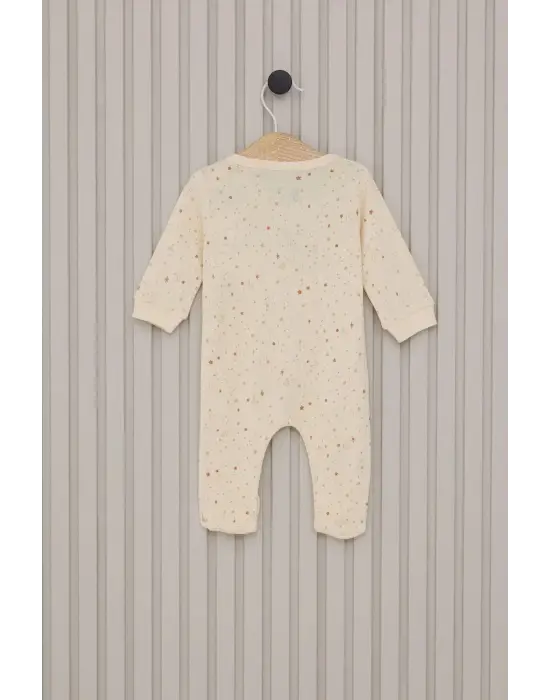 Omarı Krem Renkli Patikli Bebek Tulum