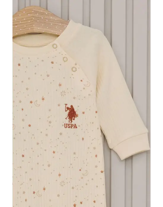 Omarı Kız Bebek Uzun Kol Patiksiz Tulum - Krem