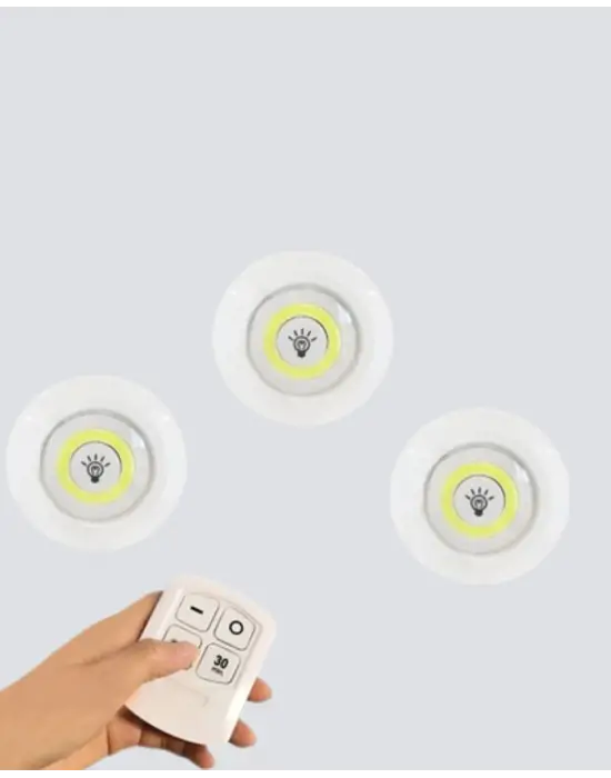 Uzaktan Kumandalı 3’lü Ayarlanabilir Spot Led Işık Seti