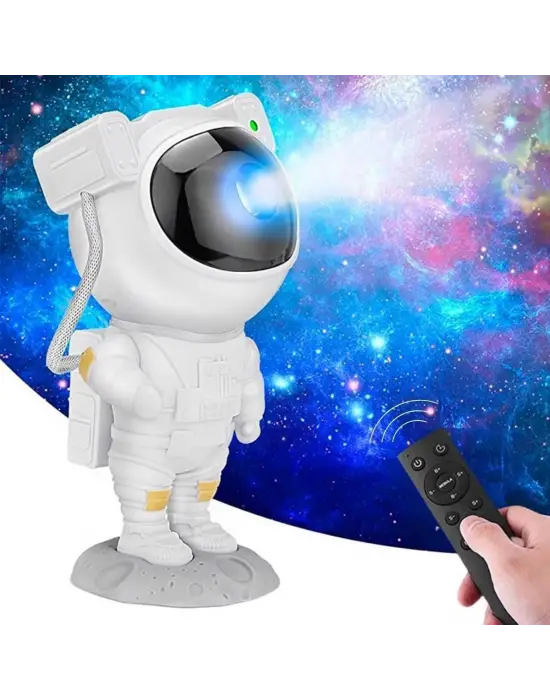Omarı Zamanlayıcılı Astronot Projektör - Renkli Işık Modlarıyla Gece Lambası