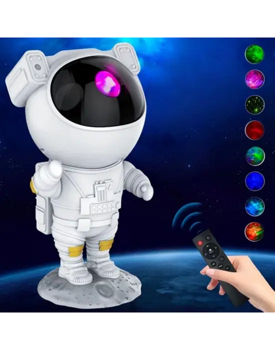 Omarı Zamanlayıcılı Astronot Projektör - Renkli Işık Modlarıyla Gece Lambası