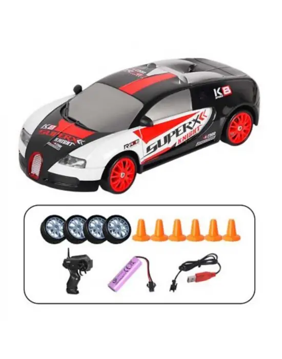 Uzaktan Kumandalı Şarjlı Drift Araba 1:24 - Beyaz-Kırmızı