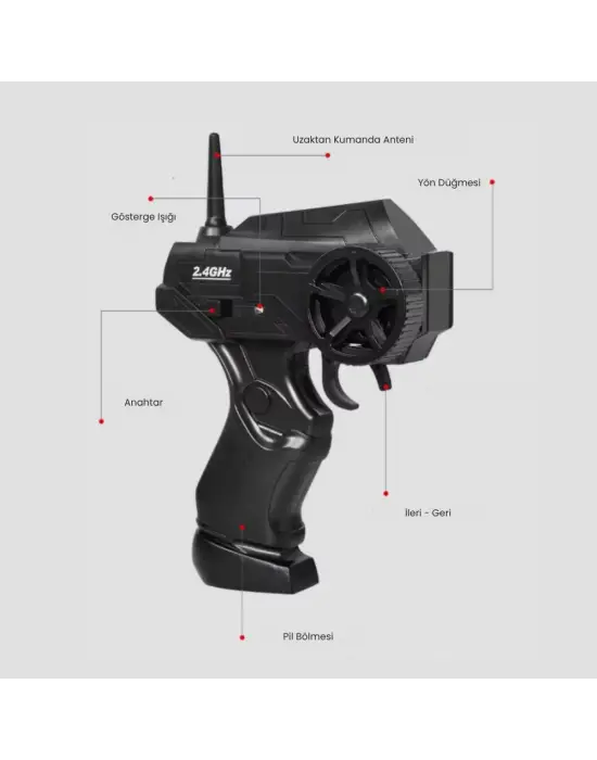 Uzaktan Kumandalı Şarjlı Drift Araba 1:24 - Beyaz-Kırmızı