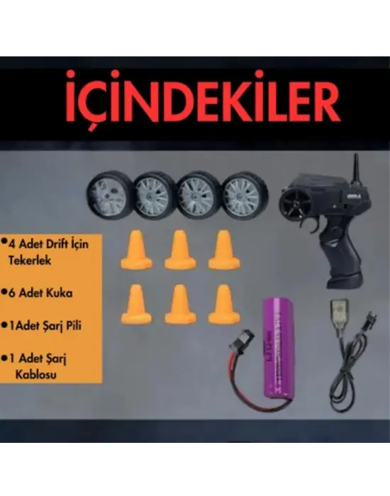 Uzaktan Kumandalı Şarjlı Drift Araba 1:24 - Beyaz-Kırmızı