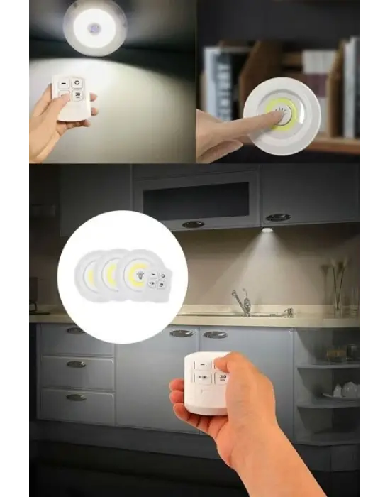 Uzaktan Kumandalı Yapışkanlı 3lü Led Spot Lamba
