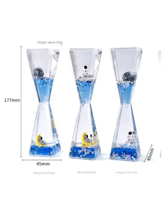 Uzay Temalı Dökülen Yağ Kum Saati