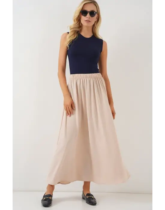 Uzun Ayrobin Etek 8050 - Bej