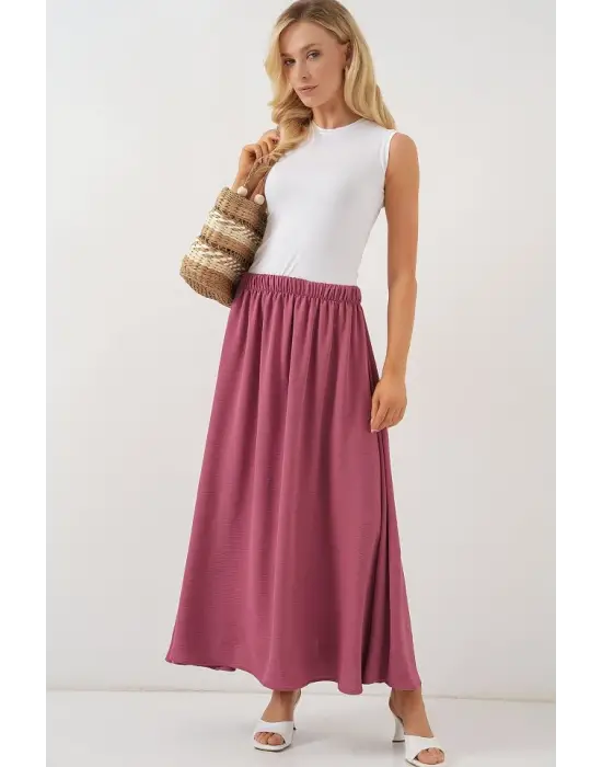 Uzun Ayrobin Etek 8050 - Gül Kurusu