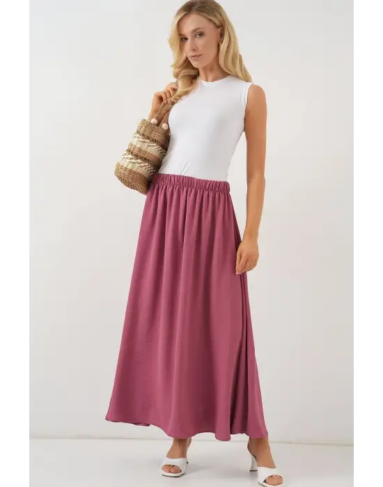 Uzun Ayrobin Etek 8050 - Gül Kurusu