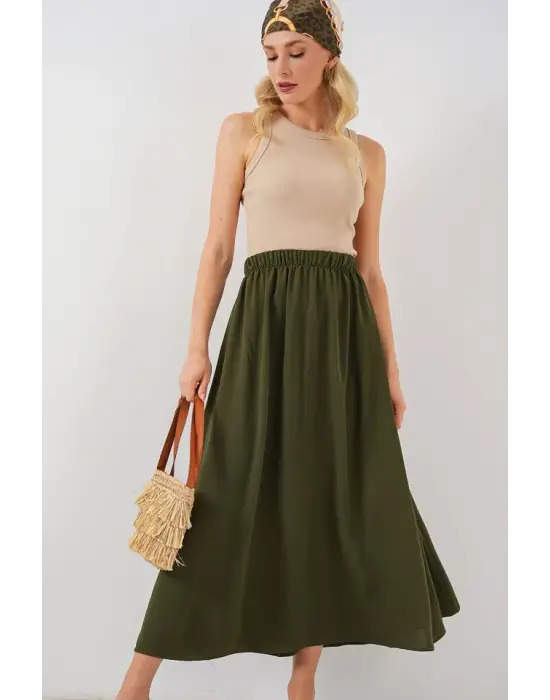 Uzun Ayrobin Etek 8050 - Haki