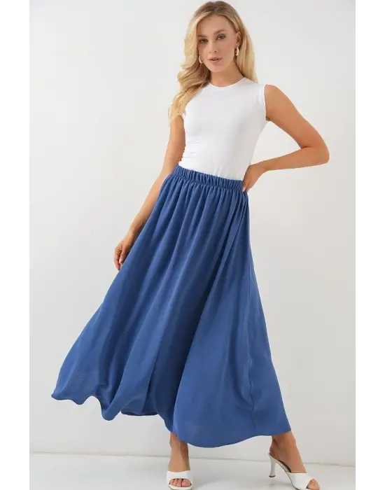 Uzun Ayrobin Etek 8050 - İndigo