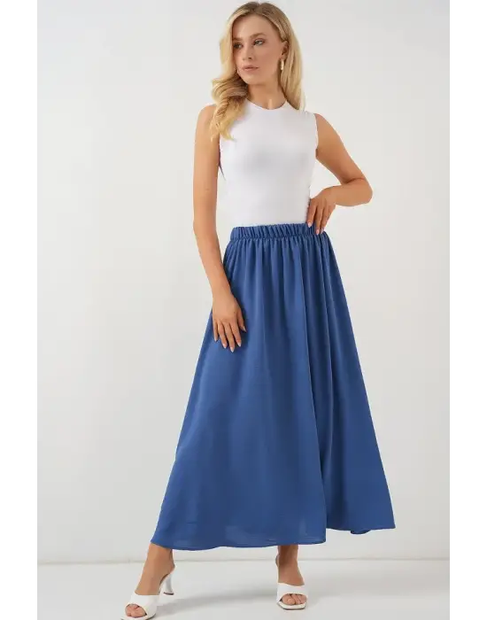 Uzun Ayrobin Etek 8050 - İndigo