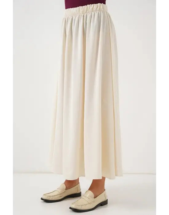 Uzun Ayrobin Etek 8050 - Krem