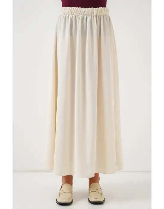 Uzun Ayrobin Etek 8050 - Krem